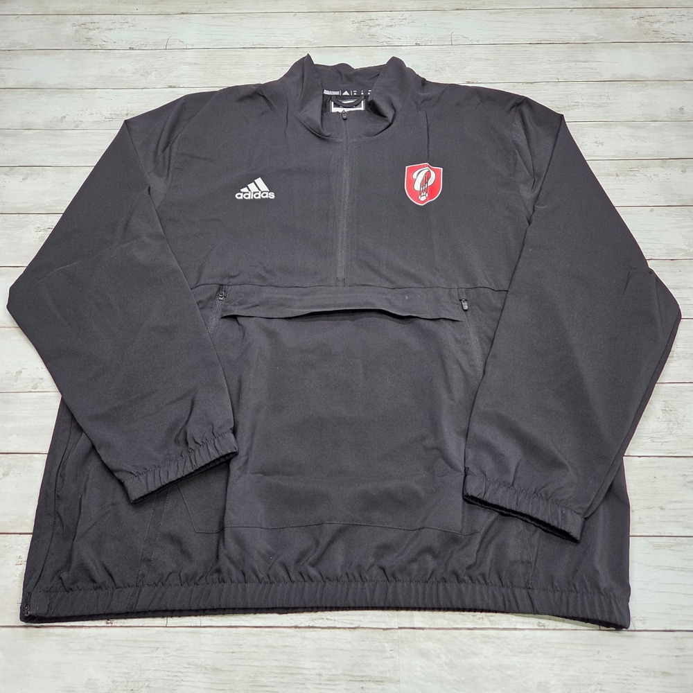 Adidas Aeroready Quarter Zip Windbreaker Pullover Mens XL Black Crest Logo